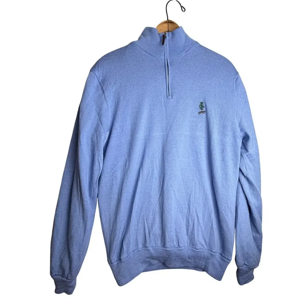 Polo Golf Ralph Lauren Quarter Zip  Mens‎ M Blue Merino Wool polyester Sweater